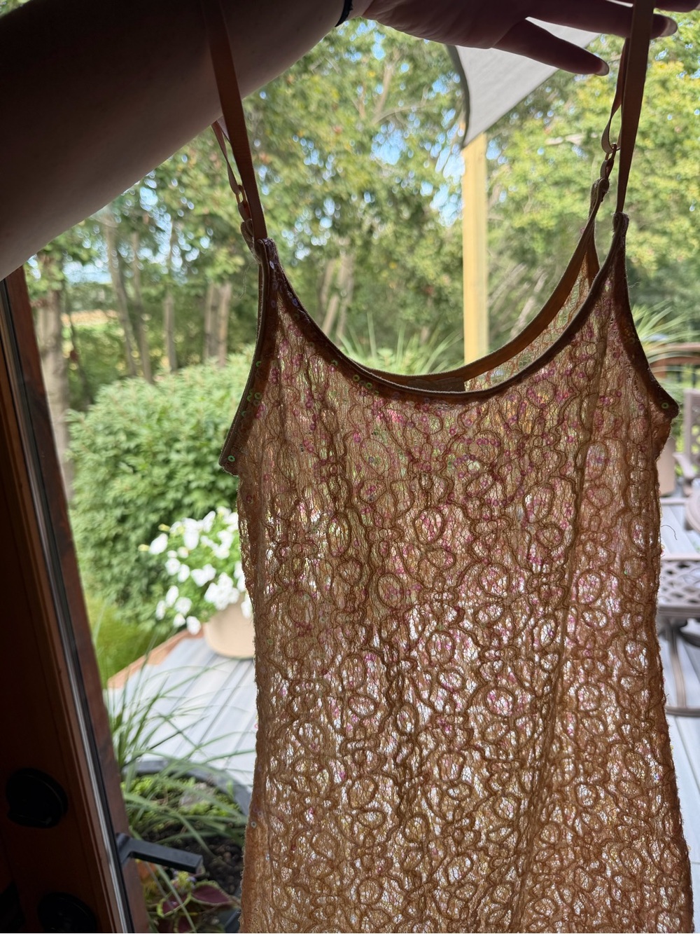 Y2K sparkly sheer tank top